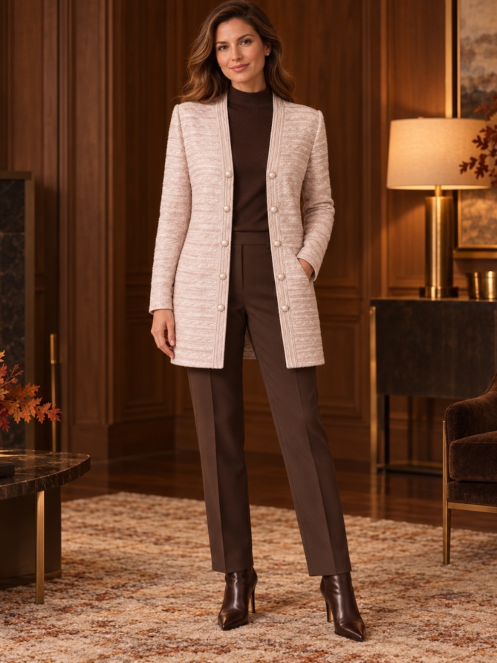 St.John Evening Blush Santana Knit Blazer – Swarovski Crystal Buttons –US made